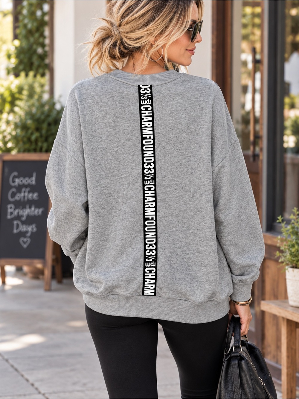 NWT Gray Belle De Jour Paris San Francisco Sweatshirt Urban Chic Lounge Slouchy